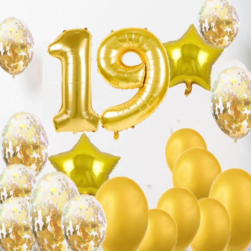 ZSNWGZ Sweet 19th Birthday Decorations Party Supplies,Gold Number 19 Balloons,19th Foil Mylar Balloons Latex Balloon Decoration,Great 19th Birthday for Girls,Women,Men - Image 5